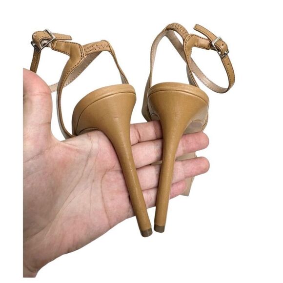 BCBGeneration Sandals Size 9 Tan High Heel Ankle Strap Open Toe Platform - Picture 7 of 9